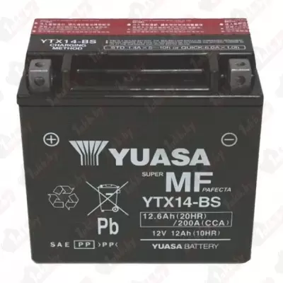 Yuasa YTX14 (12 A/h), 200A L+