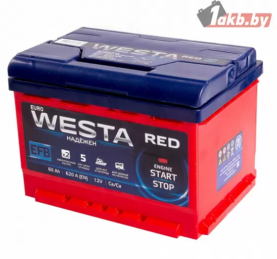WESTA RED EFB 6СТ-60 низкая 60 Ah, 620A R+