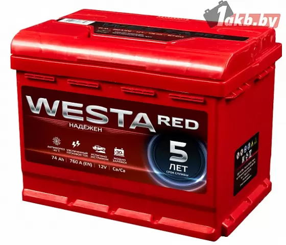 WESTA RED 6СТ-74 74 Ah, 760A L+