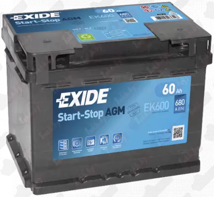 Exide Start-Stop AGM EK600 (60 A/h), 680A R+