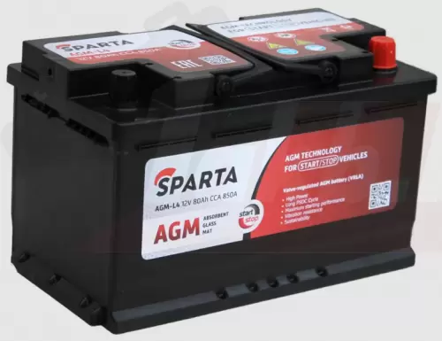 SPARTA AGM (80 A/h), 850A R+