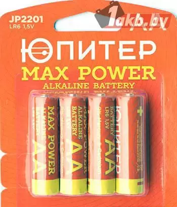 Батарейка AA LR6 1,5V ALKALINE 4шт. ЮПИТЕР MAX POWER JP2201 ЮПИТЕР