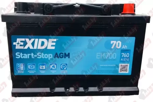 Exide Start-Stop AGM EK700 (70 A/h), 760A R+
