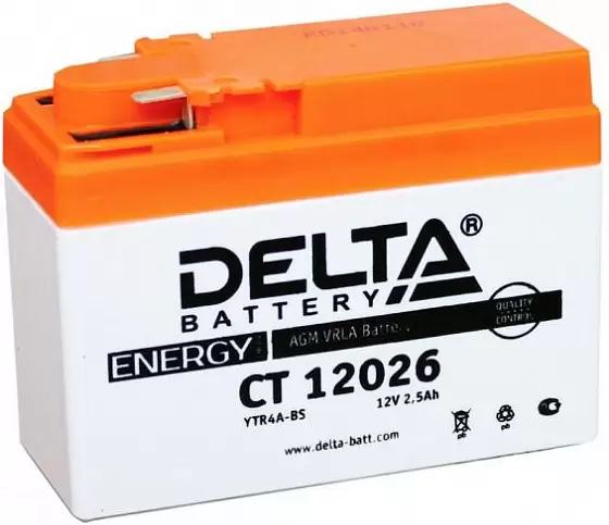 Delta CT 12026 (YTX4A-BS) (2,5 A/h), 45A R+