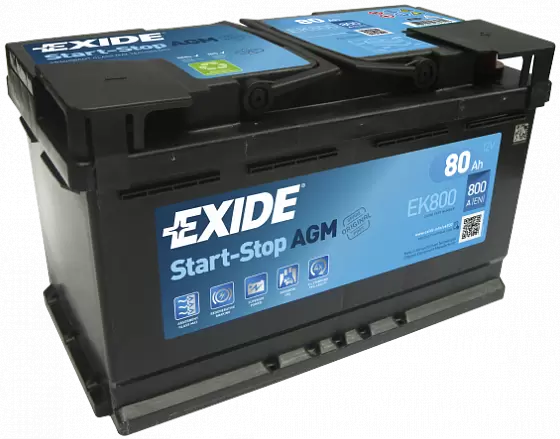 Exide Start-Stop AGM EK800 (80 A/h), 800A R+