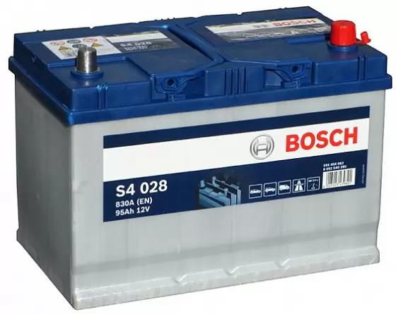 Bosch S4 028 Asia (95 А/h), 830A R+ (595 404 083)