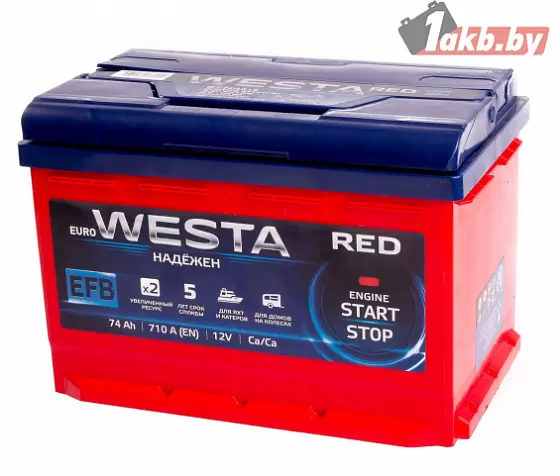 WESTA RED EFB (74 A/h), 710A R+ низ.