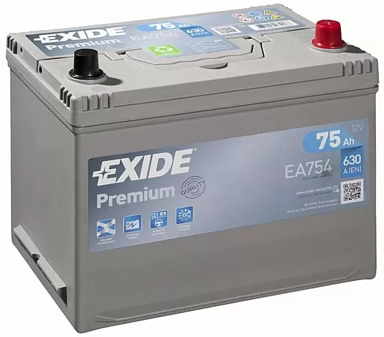 Exide Premium EA754 (75 A/h), 630A R+