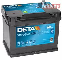 Аккумулятор Deta Start-Stop AGM DK600 (60 A/h), 680A R+