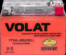 Аккумулятор VOLAT YTX4L-BS (iGEL) (4 A/h), 50A R+