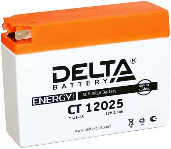 Delta CT 12025 (YTX4B-BS) (2,5 A/h), 40A R+