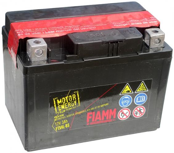 FIAMM FTX4L-BS AGM (4 А/ч, 50А) Обратная (R+), усиленный пусковой ток для скутеров и мопедов