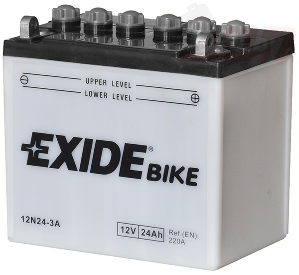 Exide 12N24-3A (24 А/ч, 140А) R+, Мотоаккумулятор для Bajaj RE205 и трициклов