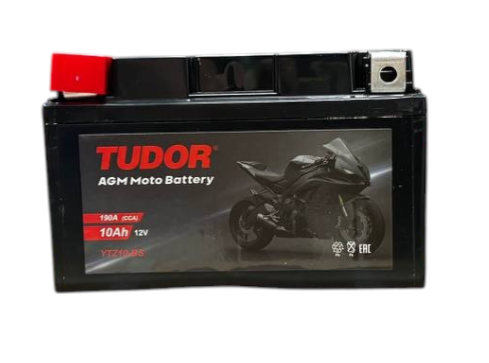 Tudor YTZ10-BS (10 А/ч, 190А) L+, AGM мотоаккумулятор для Honda CB500F / Yamaha MT-07 - фото 1
