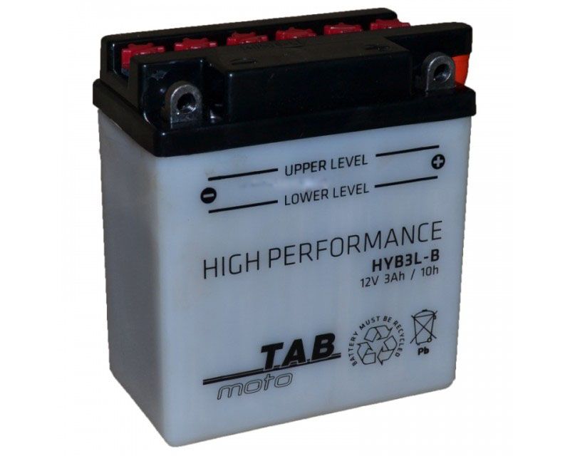 TAB HYB3L-B (3 А/ч, 32А) L+, Dry-Charged мотоаккумулятор YB3L-A для мопедов и скутеров