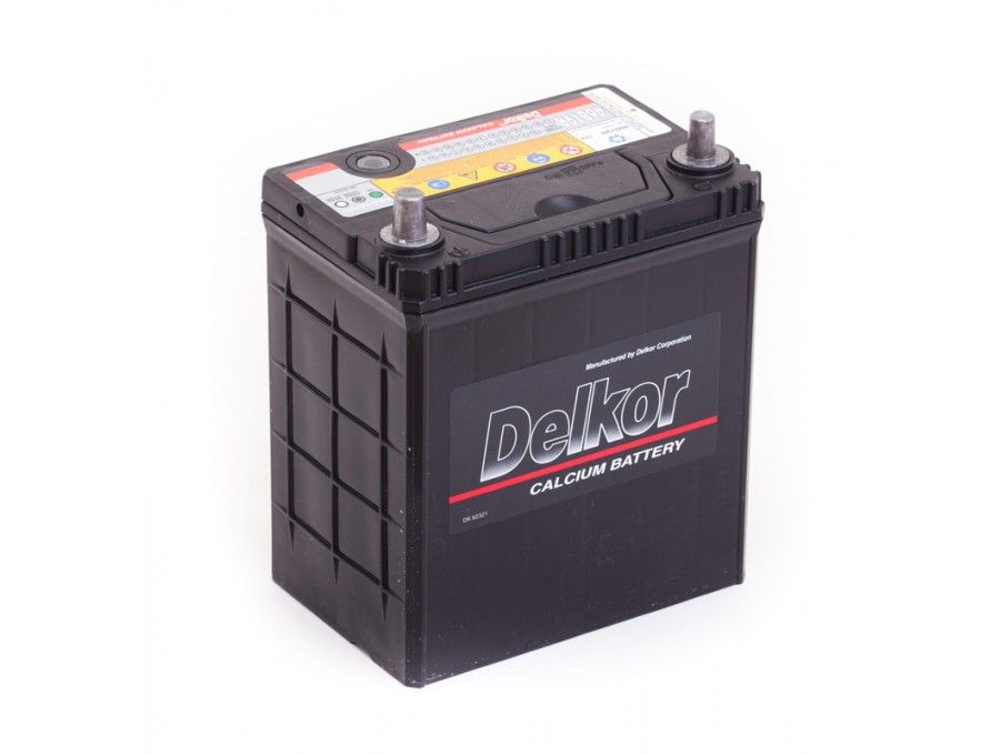 Delkor 46B19L (40 А/ч, 370A) Прямая полярность, узкие клеммы JIS Honda Jazz / Toyota Vitz
