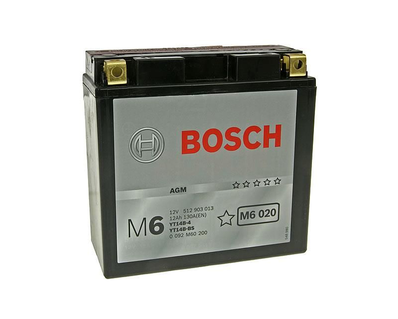 Bosch M6 020 YT14B-BS (12 А/ч, 230А) L+, AGM герметичный мотоаккумулятор для Ducati Multistrada / BMW K1200