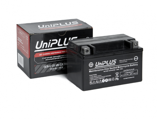 UniPLUS AGM EB7A-4 (YTX7A-BS) (7 А/ч, 100А EN) L+, Мотоаккумулятор для скутеров и ATV