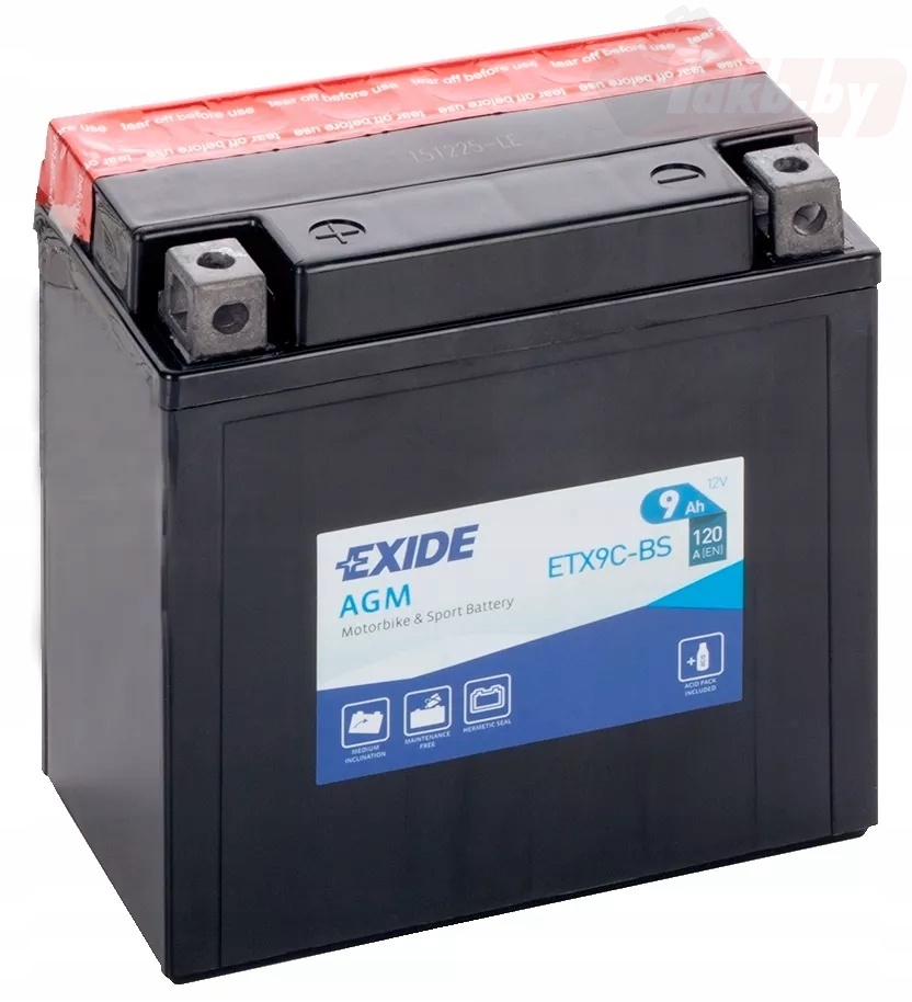 Exide ETX9C-BS (9 А/ч, 120А) L+, AGM мотоаккумулятор для Honda CB600F Hornet, Yamaha FZ6 Exide ETX9C-BS (9 А/ч, 120А) L+, AGM мотоаккумулятор для Honda CB600F Hornet, Yamaha FZ6