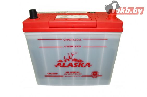 ALASKA 55B24R (45 А/ч, 430А) Обратная полярность, тонкие клеммы JIS для Honda Toyota Nissan