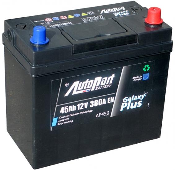 Autopart Galaxy Plus AP450 JIS (45 А/ч, 380А) Обратная (R+), тонкие клеммы B24 для Honda Fit / Toyota Yaris