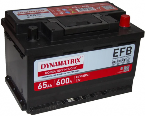 DYNAMATRIX-KOREA EFB DEL652 (65 A/h), 600A R+ низ.