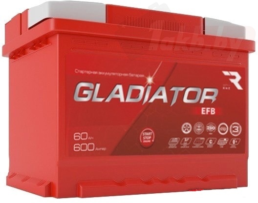GLADIATOR EFB (60 А/ч) 600A , R+