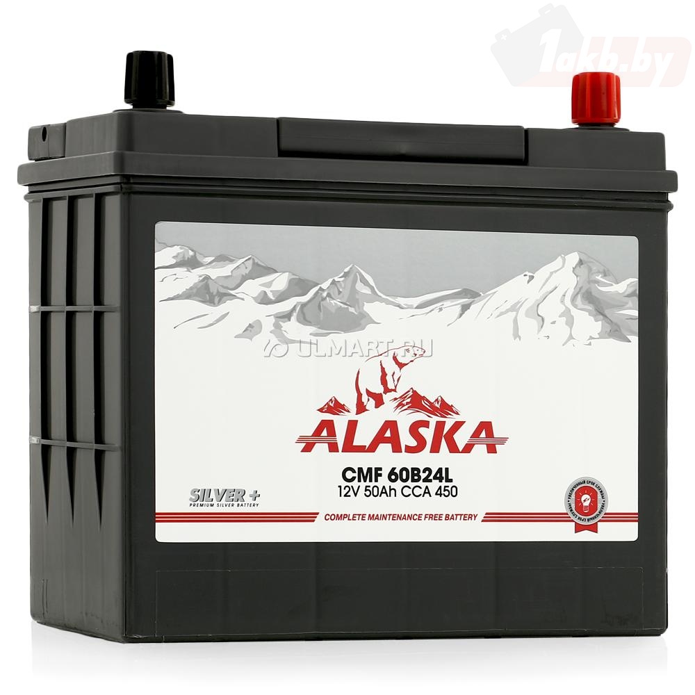 ALASKA 50Ah 450A R+ (Обратная полярность) Ca/Ca для Hyundai Solaris, Kia Rio