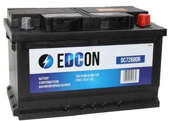 Edcon DC72680R (72 А/ч, 680А) Обратная полярность, низкий корпус 175 мм для Kia/Hyundai Edcon DC72680R (72 А/ч, 680А) Обратная полярность, низкий корпус 175 мм для Kia/Hyundai
