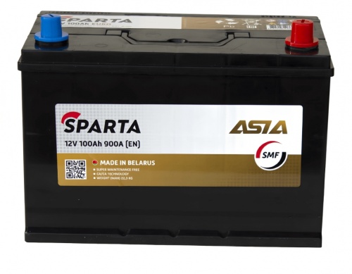 SPARTA Asia (100 А/ч, 900А) R+, низкий корпус 225 мм JIS D31 для Mazda CX-5 / Toyota Land Cruiser