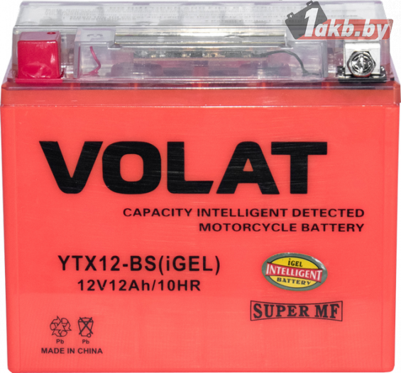 Volat YTX12-BS (iGEL) (12 А/ч, 180А) L+, Гелевый мотоаккумулятор для ATV и снегоходов