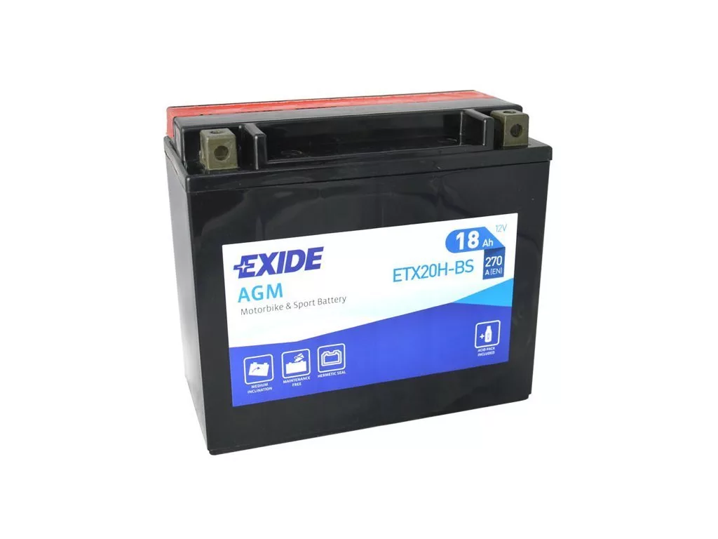 Exide ETX20H-BS (18 А/ч, 270А) L+, AGM мотоаккумулятор для Harley-Davidson V-Rod