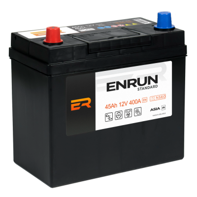 Enrun Asia 545-002 (45 А/ч, 400А) L+, тонкие клеммы JIS для Suzuki/Kia/Honda