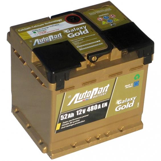 Autopart Galaxy Gold (52 А/ч, 480А) Обратная (R+), Ca/Ca для Fiat Panda / Opel Corsa