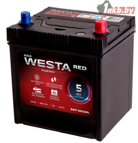 Westa JIS SMF 42B19L (40 А/ч, 340А) Прямая полярность, Узкие клеммы JIS для Hyundai/Kia
