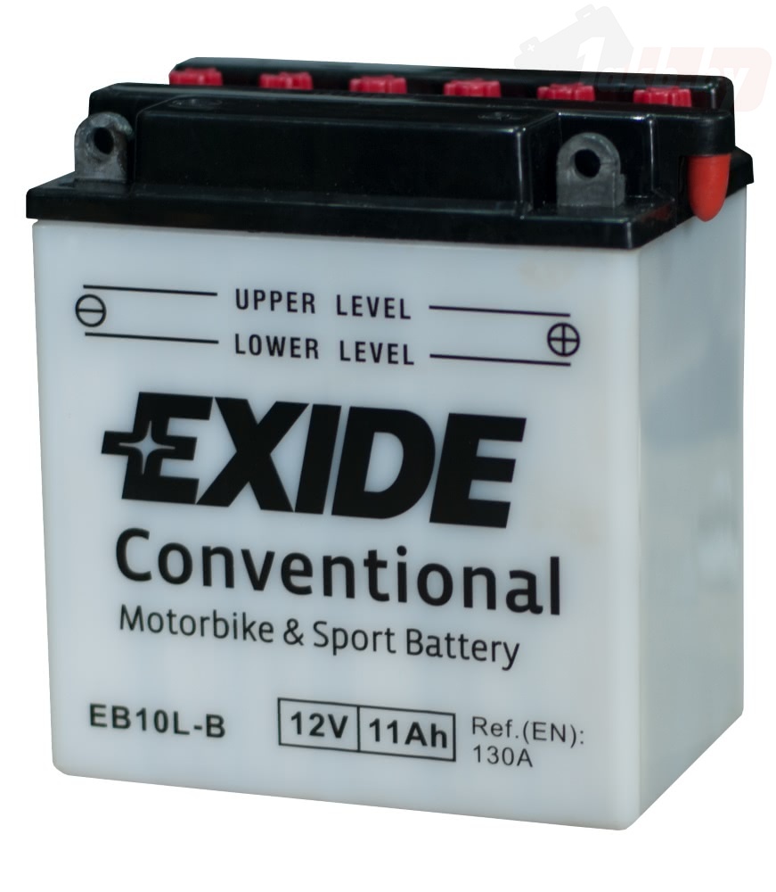 Exide EB10L-B (11 А/ч, 130А) Обратная (R+), Мотоаккумулятор с сухим зарядом и пакетом кислоты