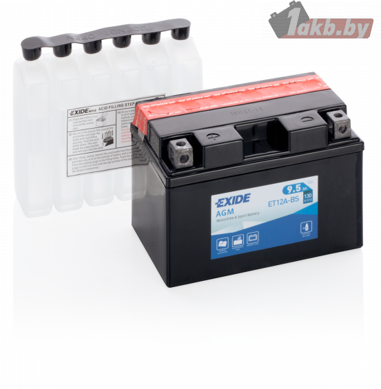 Exide ET12A-BS (9.5 А/ч, 80А) L+, AGM мотоаккумулятор для Honda CB600F Hornet, Yamaha FZ6 Exide ET12A-BS (9.5 А/ч, 80А) L+, AGM мотоаккумулятор для Honda CB600F Hornet, Yamaha FZ6