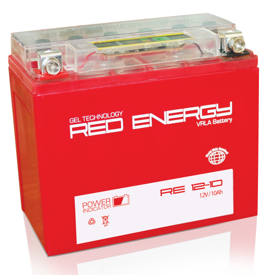 Red Energy RE 1210 (10 А/ч, 110А) L+, AGM мотоаккумулятор с жидким электролитом в комплекте YB9A-A
