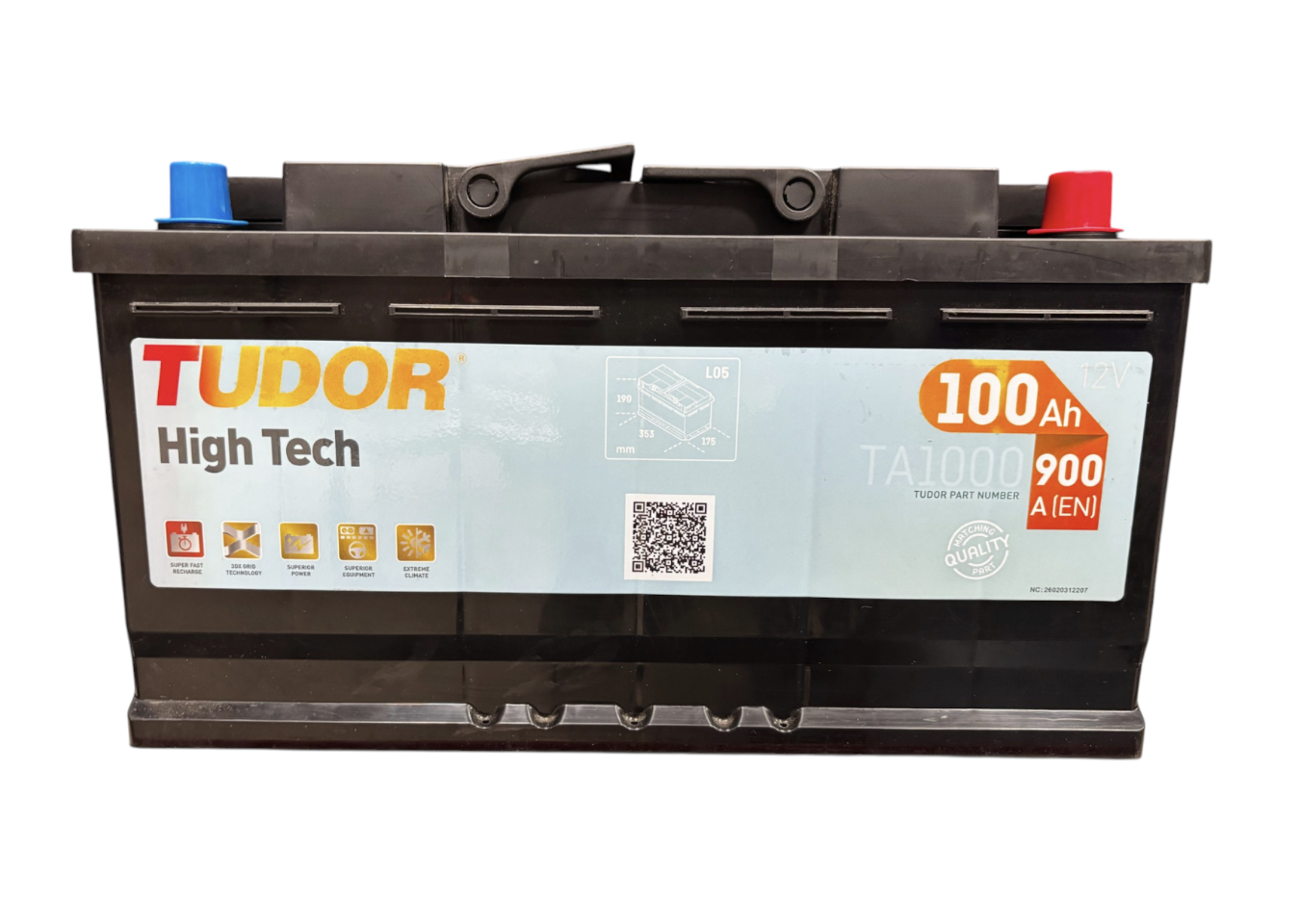 Tudor High Tech TA1000 (100 А/ч, 900А) Обратная (R+), Ca/Ca 900А EN для BMW X5 E70 / Audi Q7 - фото 3