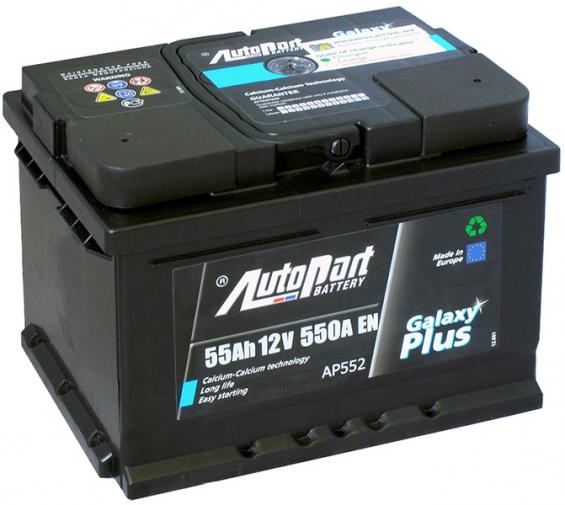 Autopart Galaxy Plus AP552 (55 А/ч, 550А) Обратная (R+), Низкий корпус 175мм для Fiat/Alfa Romeo
