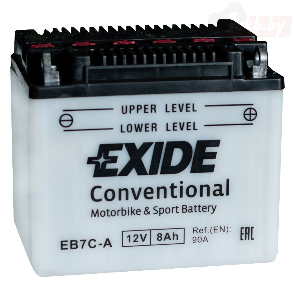 Exide EB7C-A (8 А/ч, 90А) Обратная (R+), Мотоаккумулятор YB7C-A для скутеров и мопедов