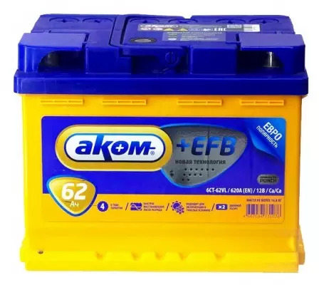АКОМ +EFB 6CT-62 Евро (62 A/h), 620А R+