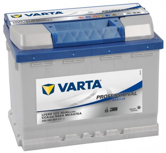 Varta Professional Starter LFS60 (60 А/ч, 540А) Обратная (R+), стартерная Ca/Ca для коммерческого транспорта