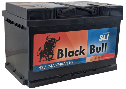 BLACK BULL 74Ah 740A R+ Низкий (JIS D23L) Обратная полярность для Mazda CX-5, Toyota Camry