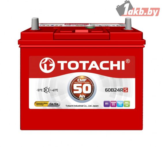 Totachi 60B24R (50 А/ч, 430А) Обратная полярность, узкий корпус B24 для Toyota/Honda