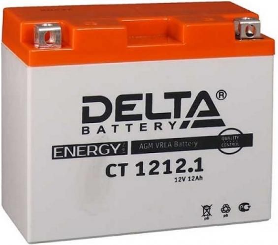 Delta CT 1212.1 (YT12B-BS) (12 А/ч, 180А EN) Прямая (L+), Мотоциклетный AGM с боковыми клеммами