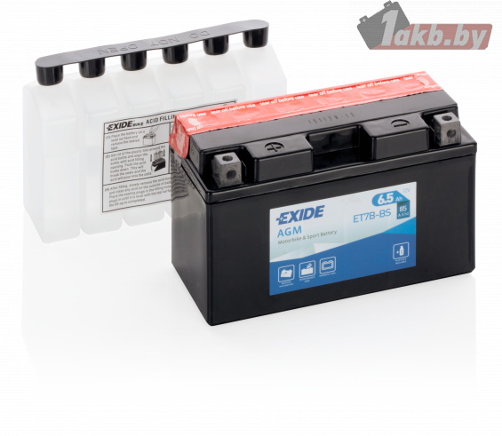 Exide ET7B-BS (6.5 А/ч, 85А) L+, AGM с боковыми клеммами под болт для Aprilia / BMW / KTM