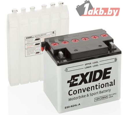 Exide E60-N24L-A (28 A/h), 280A R+