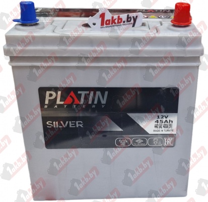 PLATIN ASIA SILVER (45 A/h), 400A R+ т.кл. (короткий)