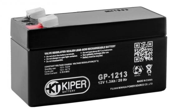 Аккумулятор Kiper 12V 1.3Ah (ИБП) AGM, клеммы F1, для ИБП и охранных систем
